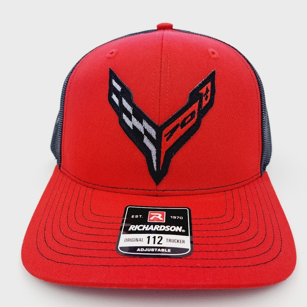 Chevy corvette Richardson 112 Trucker Mesh Snapback Hat Cap Embroidered